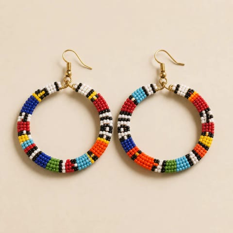 Beaded Hoop Earrings — Zawadi Accessories