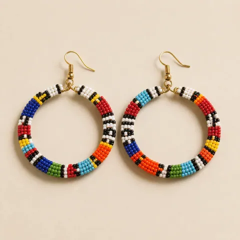 Beaded Hoop Earrings — Zawadi Accessories